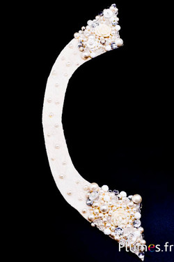 Perlenkragen - Länge 60 x 10 cm - creme  